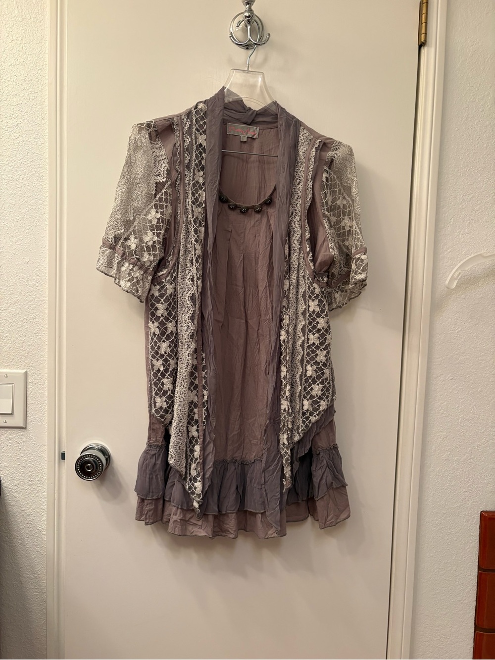 Pretty Angel Mauve-Cream Top with Sheer Yoke